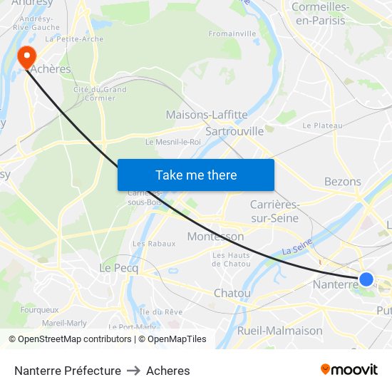 Nanterre Préfecture to Acheres map