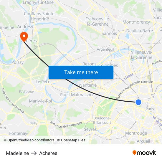 Madeleine to Acheres map