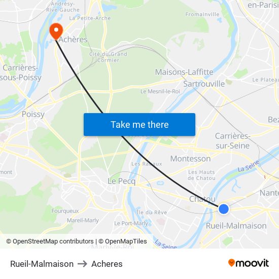 Rueil-Malmaison to Acheres map