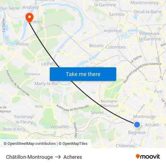 Châtillon-Montrouge to Acheres map