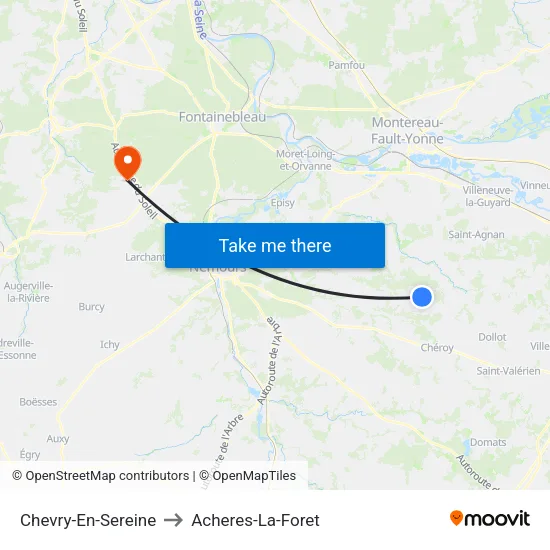 Chevry-En-Sereine to Acheres-La-Foret map