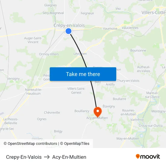 Crepy-En-Valois to Acy-En-Multien map