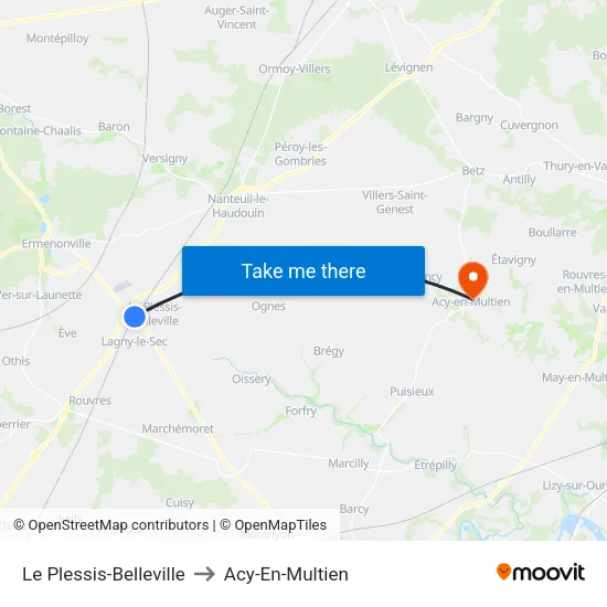 Le Plessis-Belleville to Acy-En-Multien map