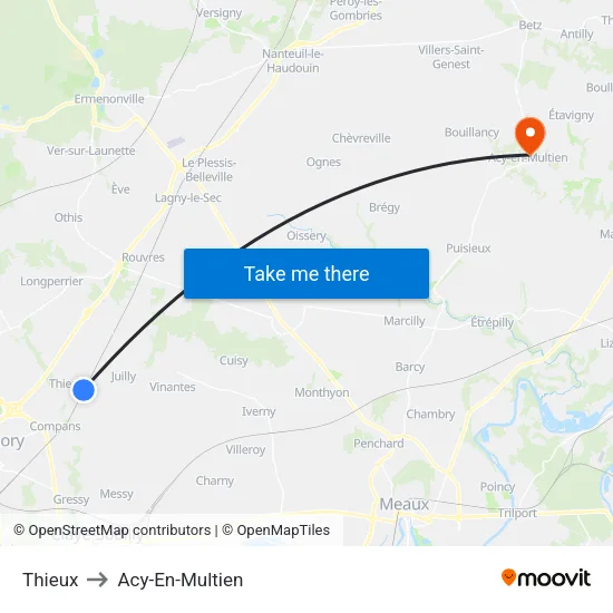 Thieux to Acy-En-Multien map