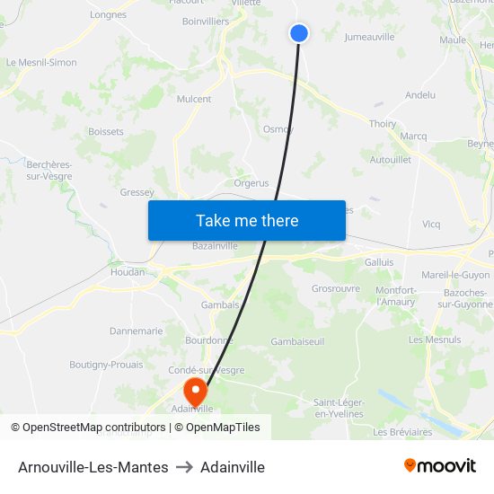 Arnouville-Les-Mantes to Adainville map