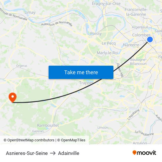 Asnieres-Sur-Seine to Adainville map