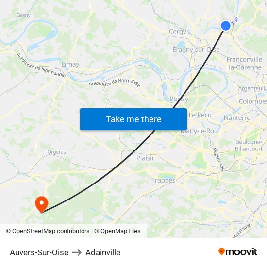 Auvers-Sur-Oise to Adainville map