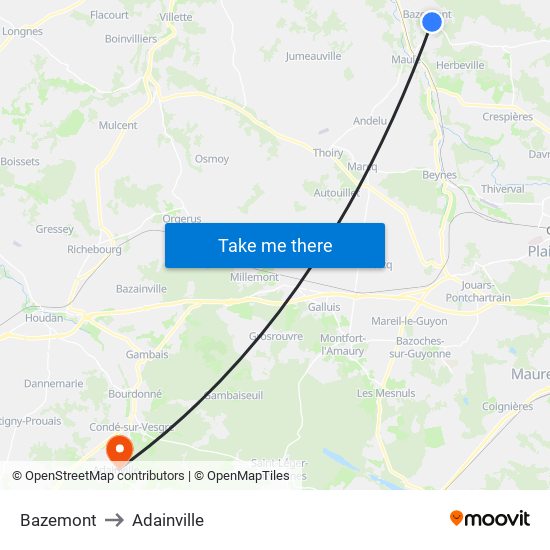 Bazemont to Adainville map