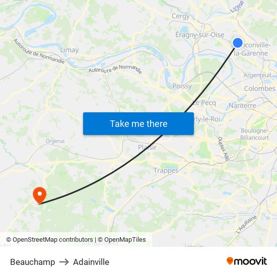 Beauchamp to Adainville map