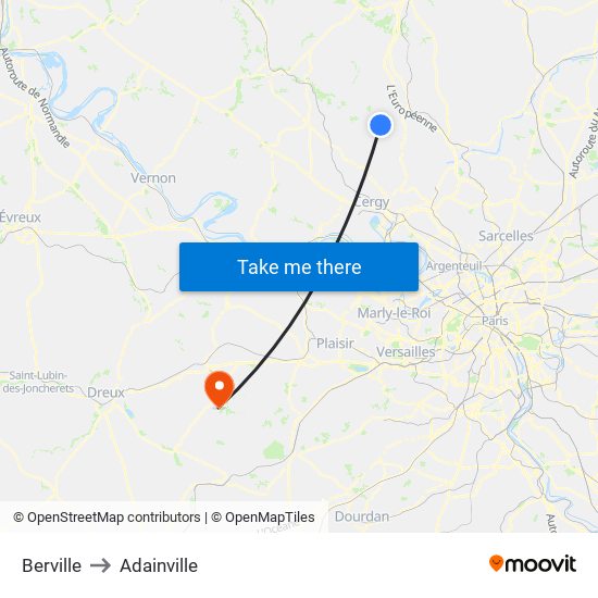 Berville to Adainville map