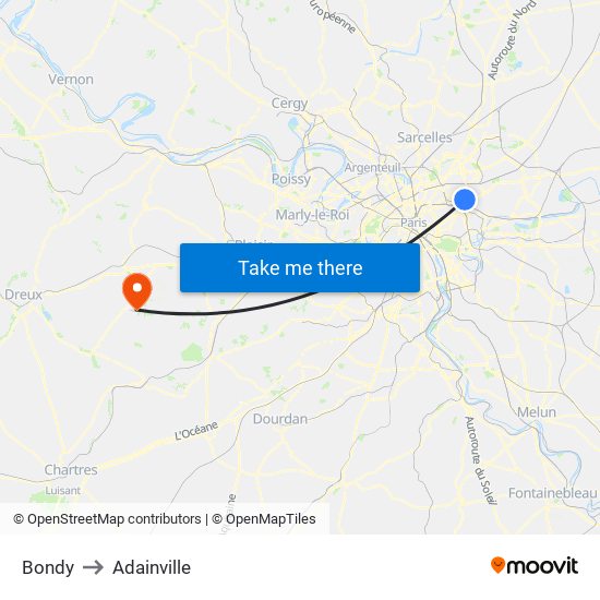 Bondy to Adainville map