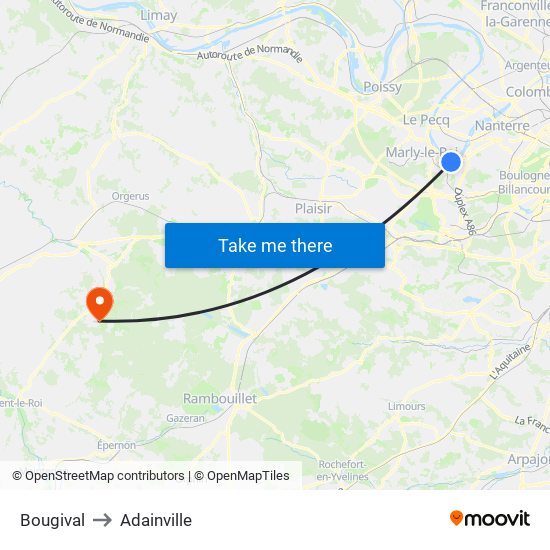 Bougival to Adainville map