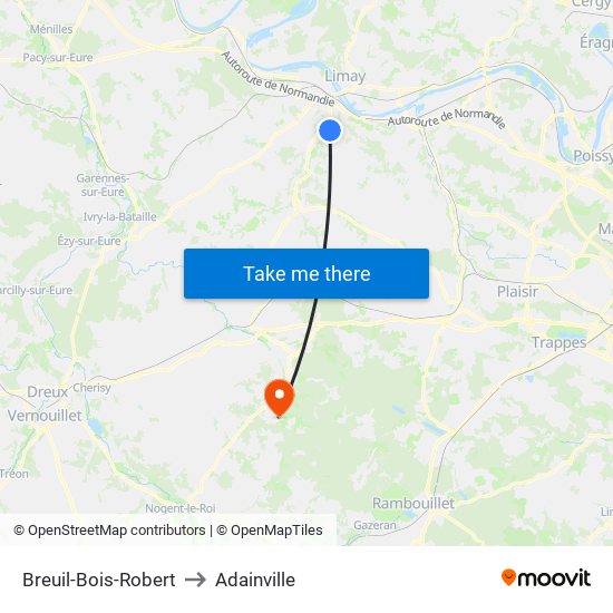Breuil-Bois-Robert to Adainville map
