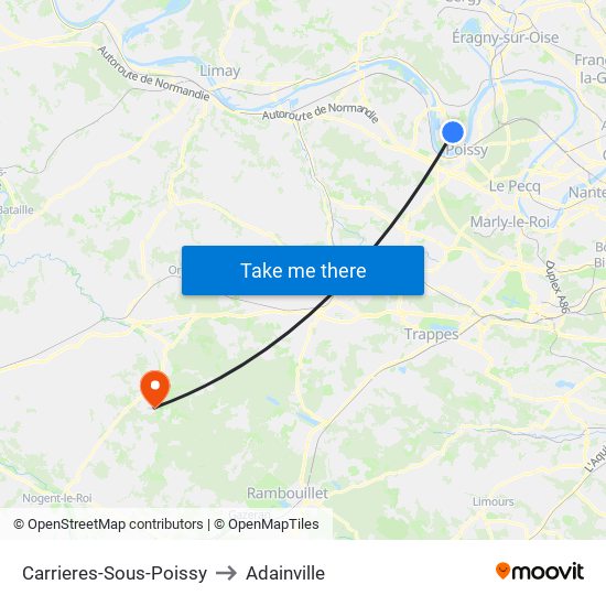 Carrieres-Sous-Poissy to Adainville map