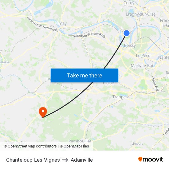 Chanteloup-Les-Vignes to Adainville map