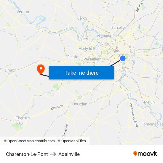 Charenton-Le-Pont to Adainville map