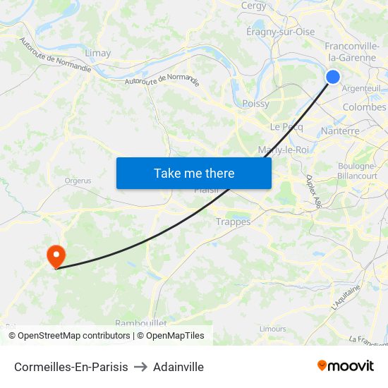 Cormeilles-En-Parisis to Adainville map