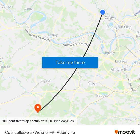 Courcelles-Sur-Viosne to Adainville map