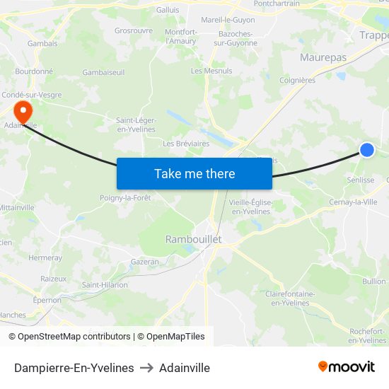 Dampierre-En-Yvelines to Adainville map