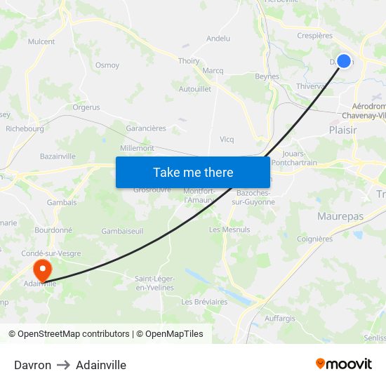 Davron to Adainville map
