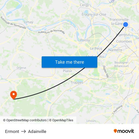 Ermont to Adainville map