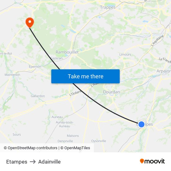 Etampes to Adainville map