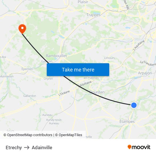 Etrechy to Adainville map