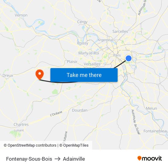Fontenay-Sous-Bois to Adainville map