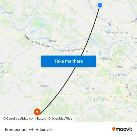 Fremecourt to Adainville map