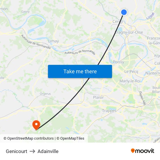 Genicourt to Adainville map