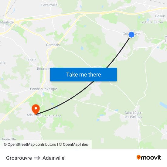 Grosrouvre to Adainville map