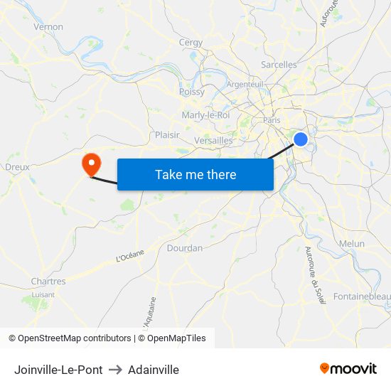 Joinville-Le-Pont to Adainville map