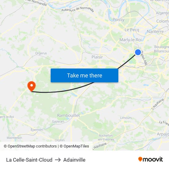 La Celle-Saint-Cloud to Adainville map