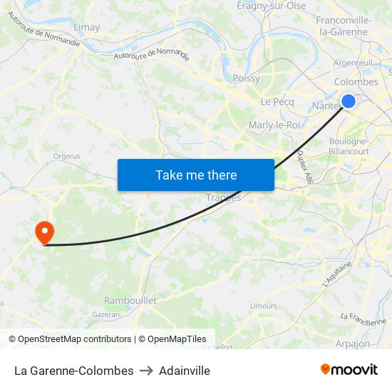 La Garenne-Colombes to Adainville map