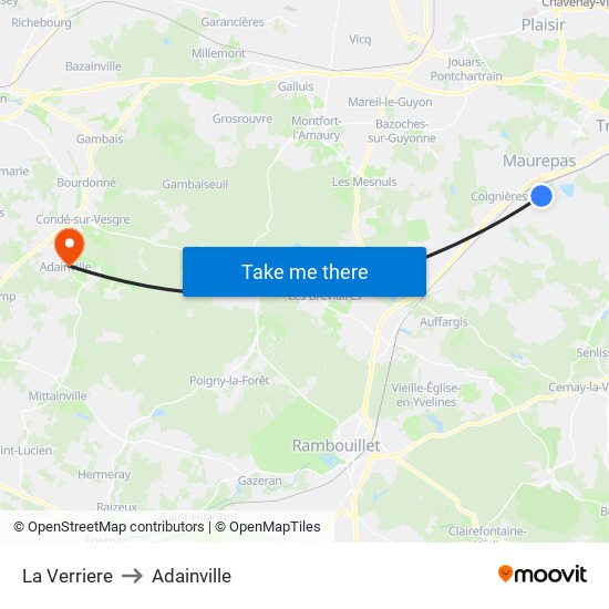 La Verriere to Adainville map