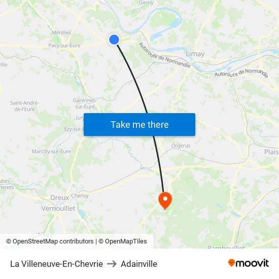 La Villeneuve-En-Chevrie to Adainville map