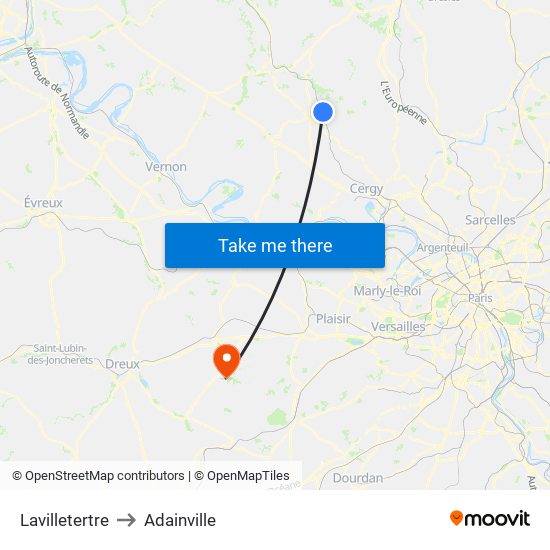 Lavilletertre to Adainville map