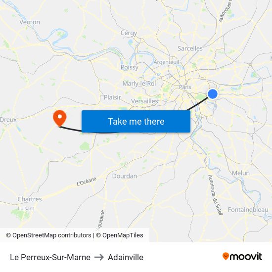 Le Perreux-Sur-Marne to Adainville map