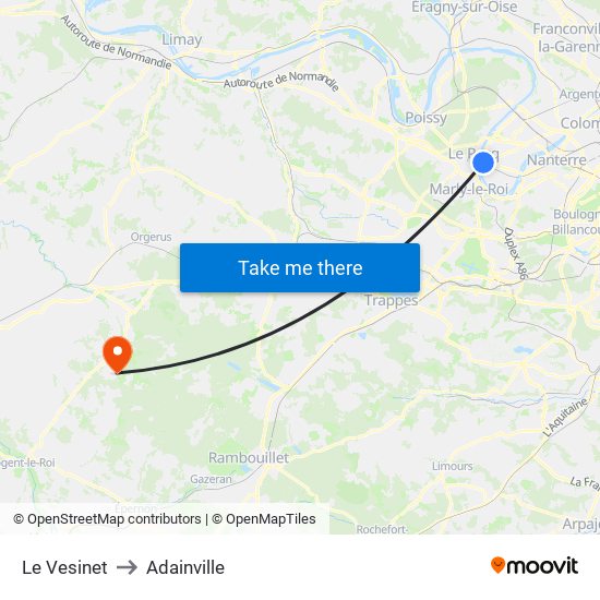 Le Vesinet to Adainville map