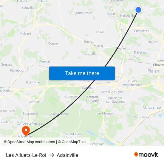 Les Alluets-Le-Roi to Adainville map