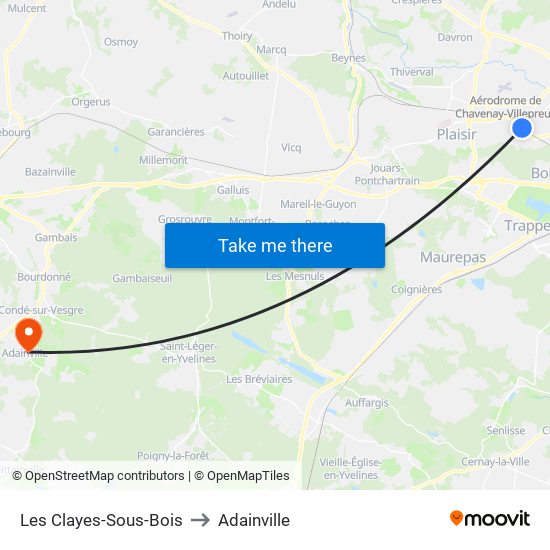 Les Clayes-Sous-Bois to Adainville map