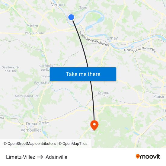 Limetz-Villez to Adainville map