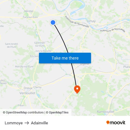 Lommoye to Adainville map