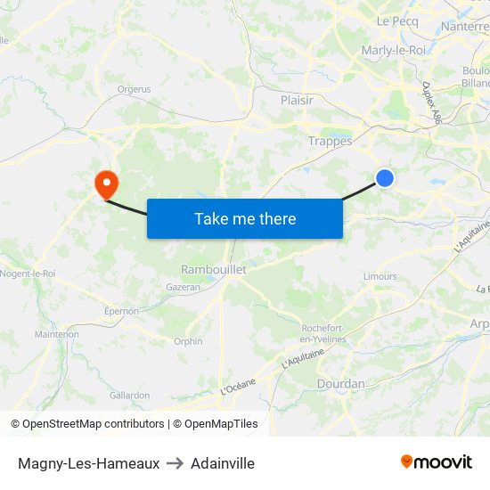 Magny-Les-Hameaux to Adainville map