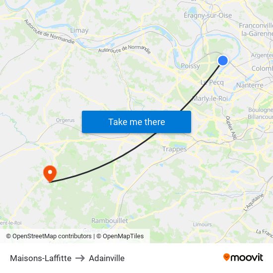 Maisons-Laffitte to Adainville map