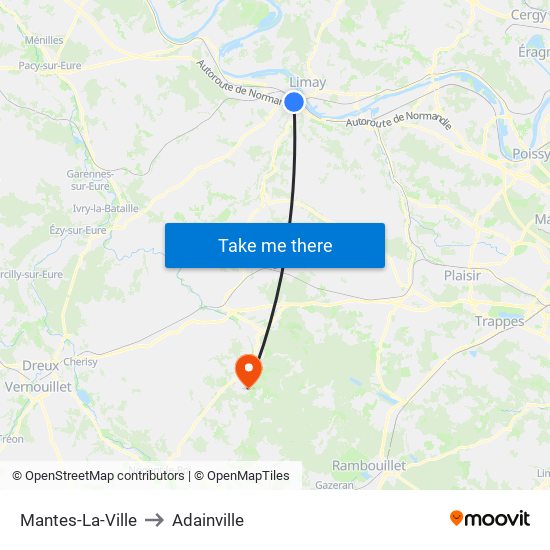 Mantes-La-Ville to Adainville map