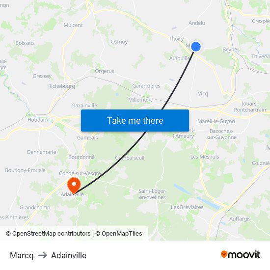 Marcq to Adainville map