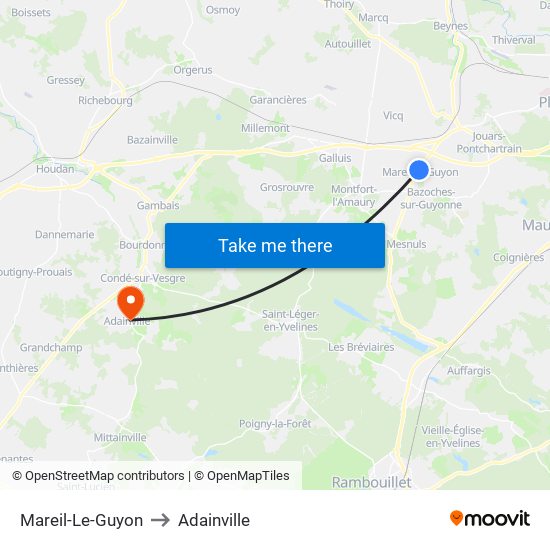 Mareil-Le-Guyon to Adainville map