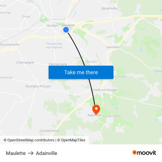 Maulette to Adainville map
