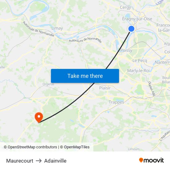 Maurecourt to Adainville map